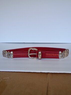 Vintage 1995 Y2K Brighton Womens Red Leather Alligator Buckle Size S